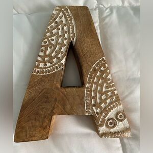 Carved wood letter “A” with embellishment - NWOT